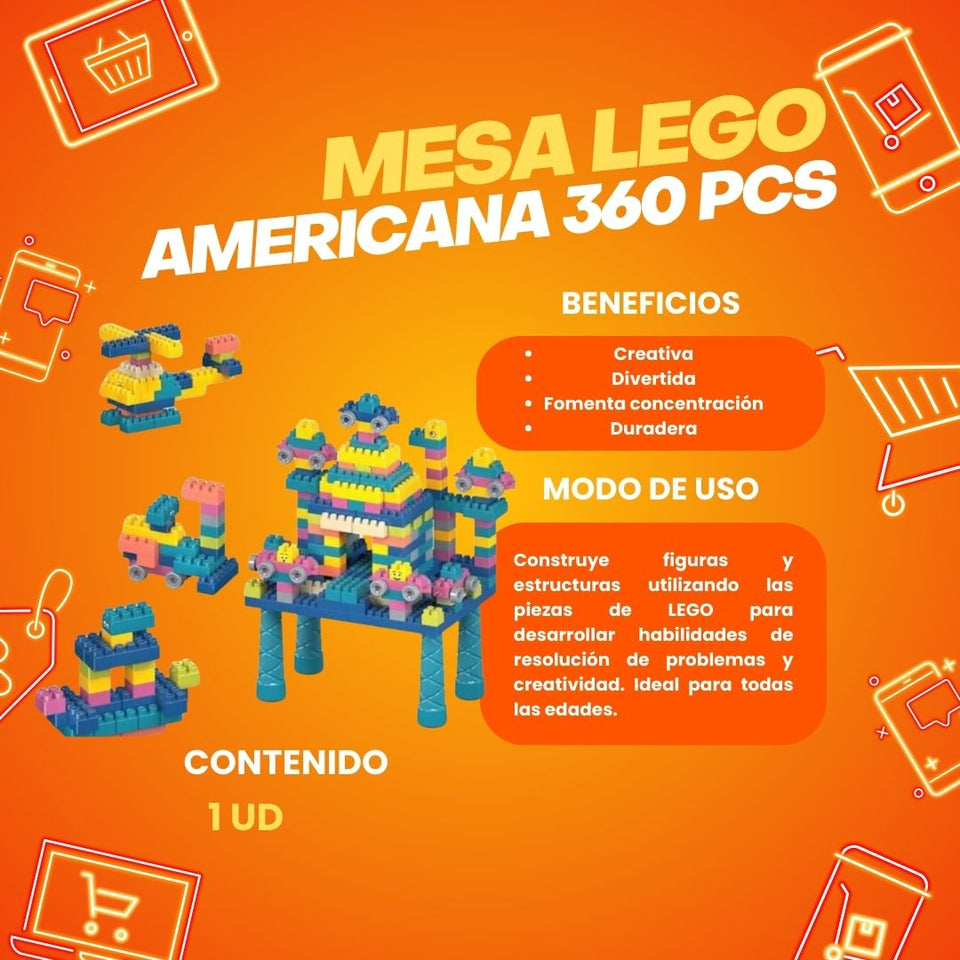 MESA LEGO AMERICANA 300 PIEZAS